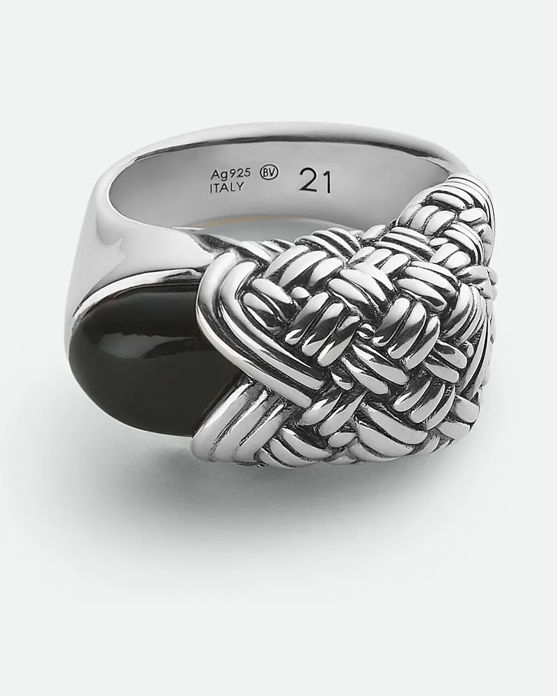 Bottega Veneta Intreccio Ring - Schwarz - Damen 80% Sterlingsilber & 20% Blutstein Schwarz