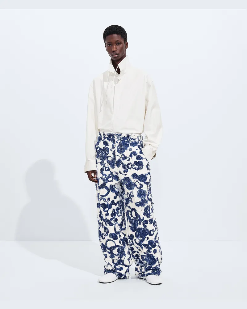 Bottega Veneta Hose aus bedrucktem Baumwoll-Fil-Coupé-Blau - Herren Blau
