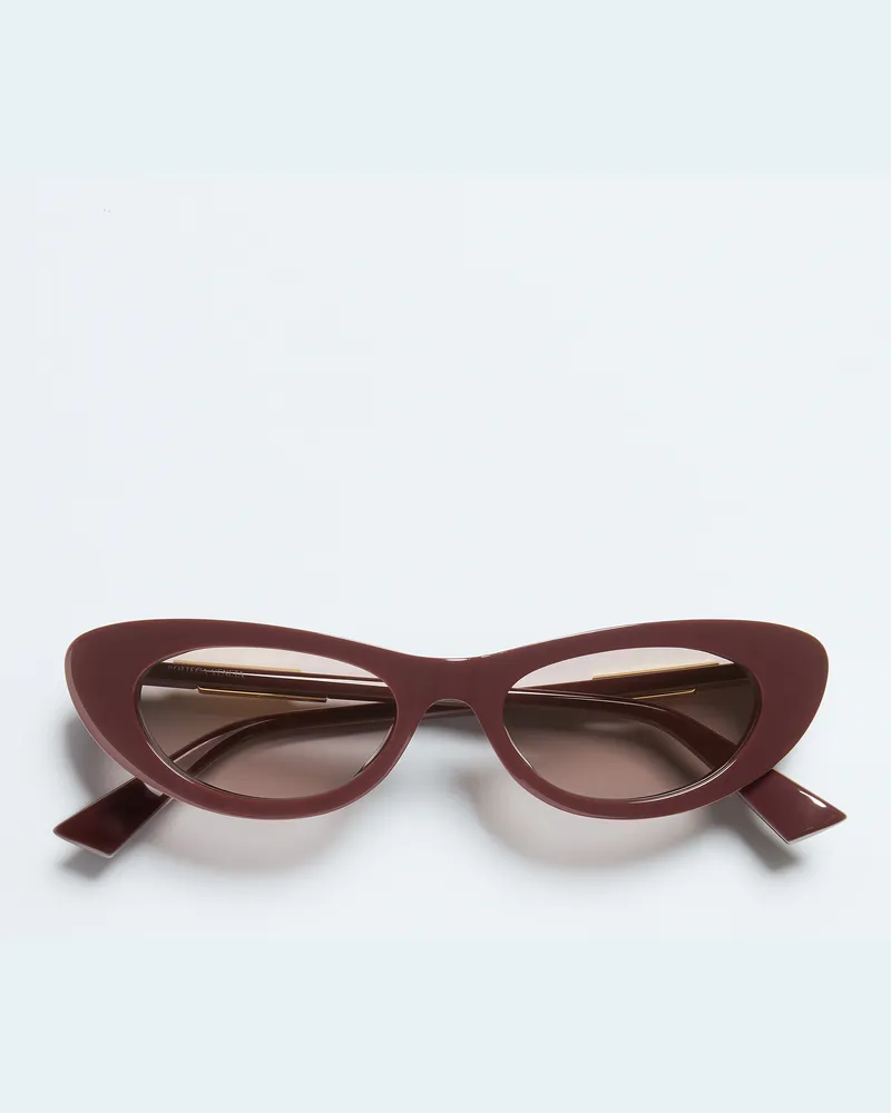Bottega Veneta Ovale Snap Sonnenbrille - Bordeaux - Unisex - 100 % Recyceltes Azetat Bordeaux