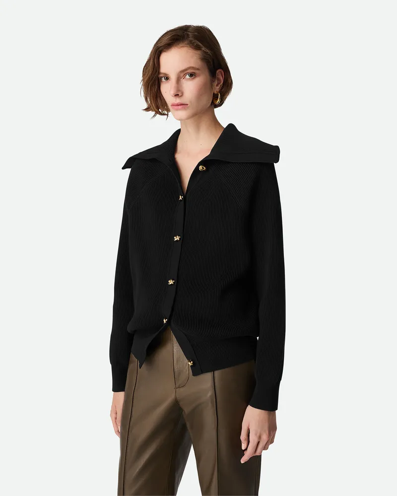 Bottega Veneta Gerippter Cardigan Au Baumwolle Black