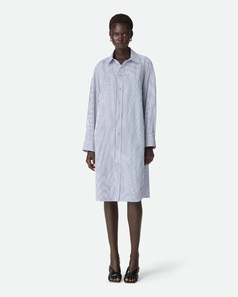 Bottega Veneta Kleid aus Baumwollpopeline mit Nadelstreifen-Weiss - Damen Weiss