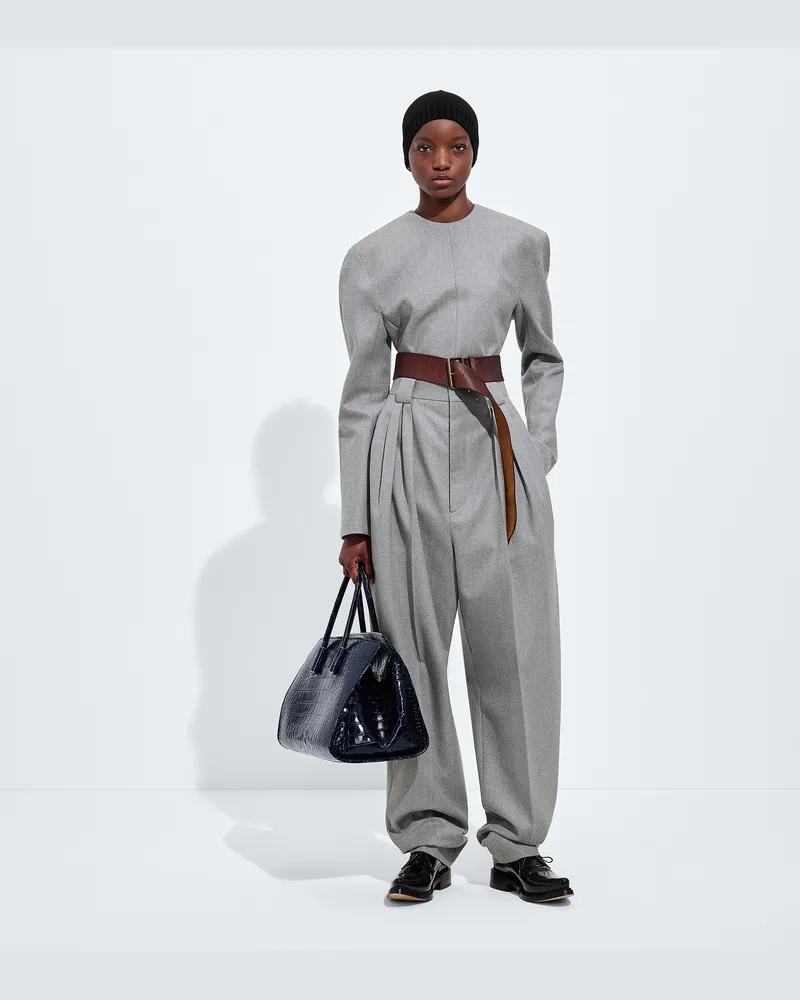 Bottega Veneta Hose aus kompaktem Wollflanell-Grau - Damen Grau