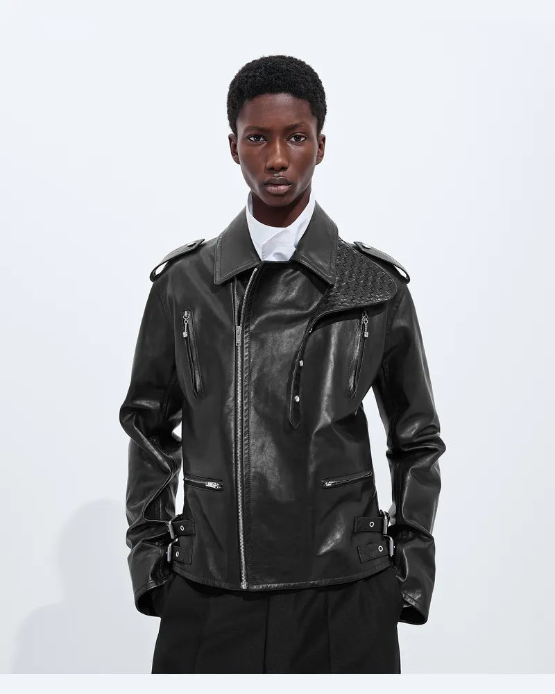 Bottega Veneta Bikerjacke aus gummiartigem Leder -Schwarz - Herren Schwarz