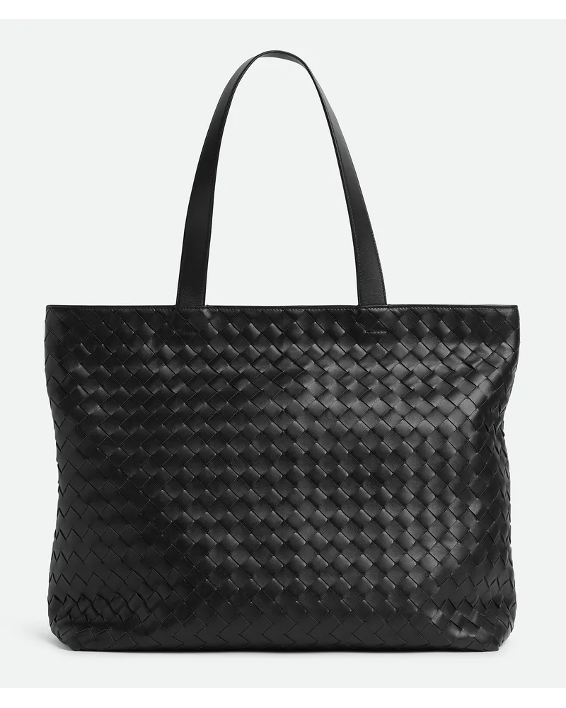 Bottega Veneta Große Intrecciato Tote Bag Mit Reißverschlss Black