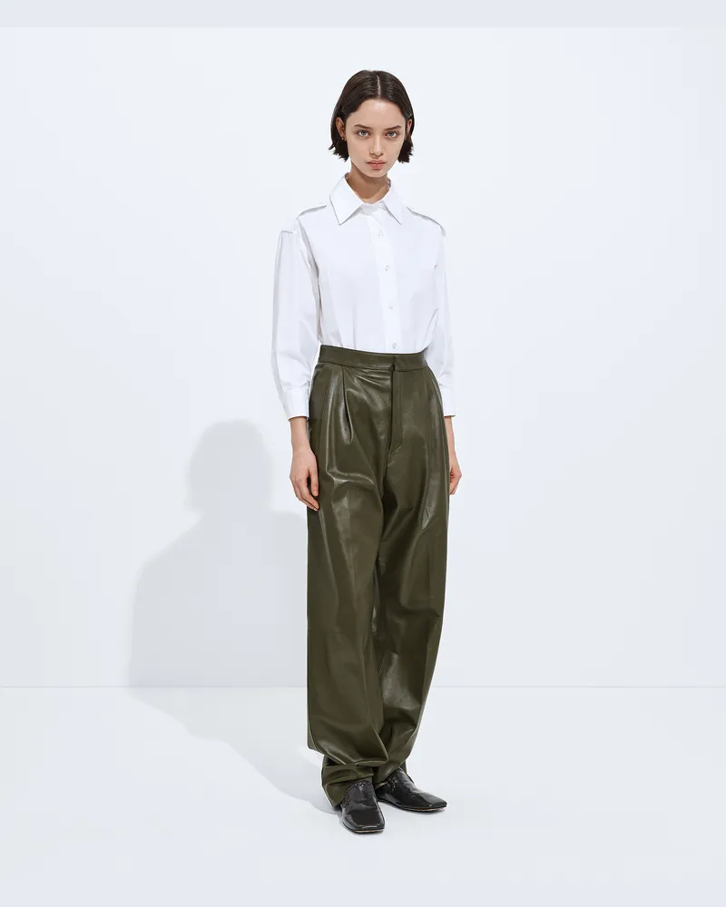 Bottega Veneta Hose aus glänzendem Leder-Grün - Damen Grün