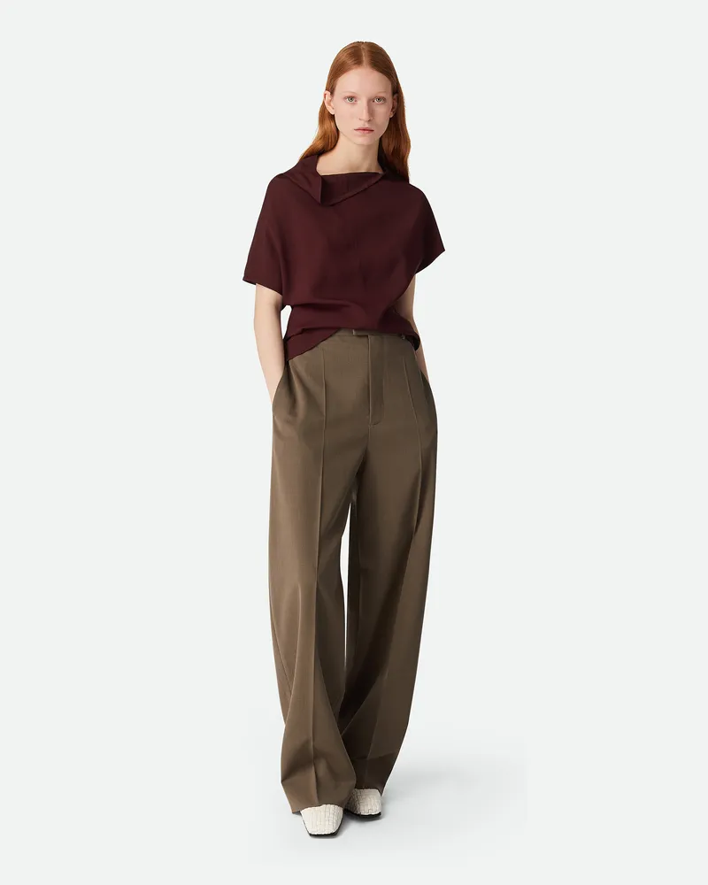 Bottega Veneta Gerade Wollhose Ebony