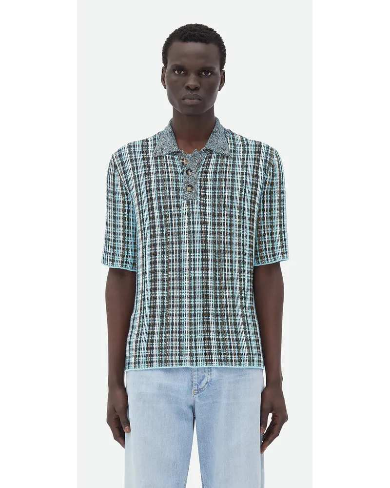 Bottega Veneta Karierte Polohirt Au Baumwolle Und Vikoe Black