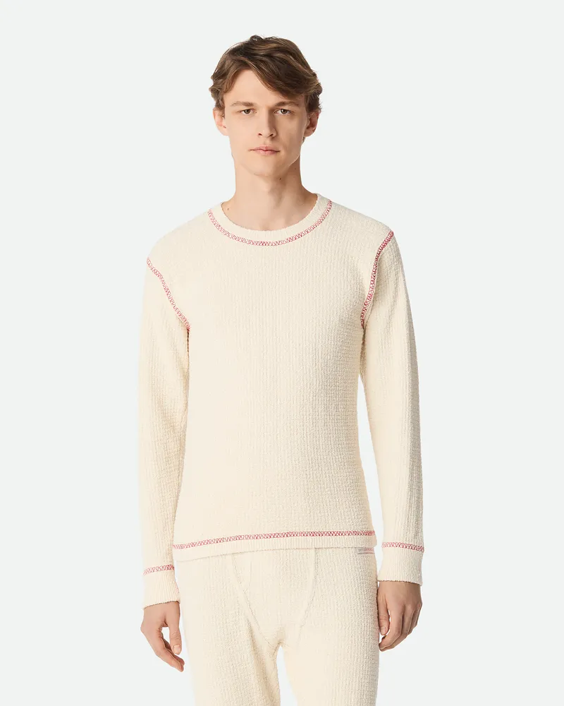 Bottega Veneta Bauwollpullover it Wabenuster Chalk
