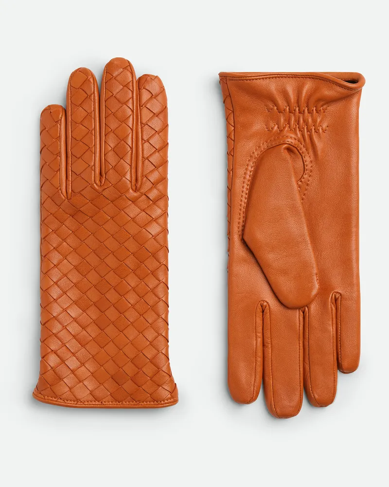 Bottega Veneta Handschuhe Aus Intrecciato Leder Brick