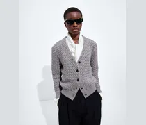 Cardigan aus Intrecciato Wolle-Grau - Damen