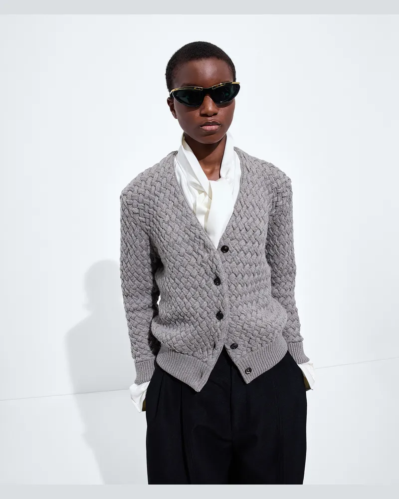 Bottega Veneta Cardigan aus Intrecciato Wolle-Grau - Damen Grau