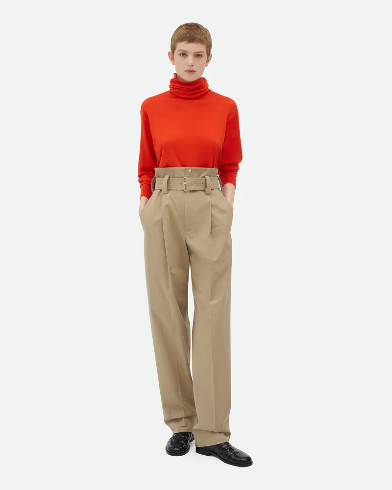 Bottega Veneta Hose Aus Kompakter Baumwolle Sand