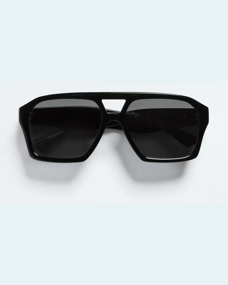 Bottega Veneta Classic Sonnenbrille in Pilotenform-Schwarz - Unisex Schwarz