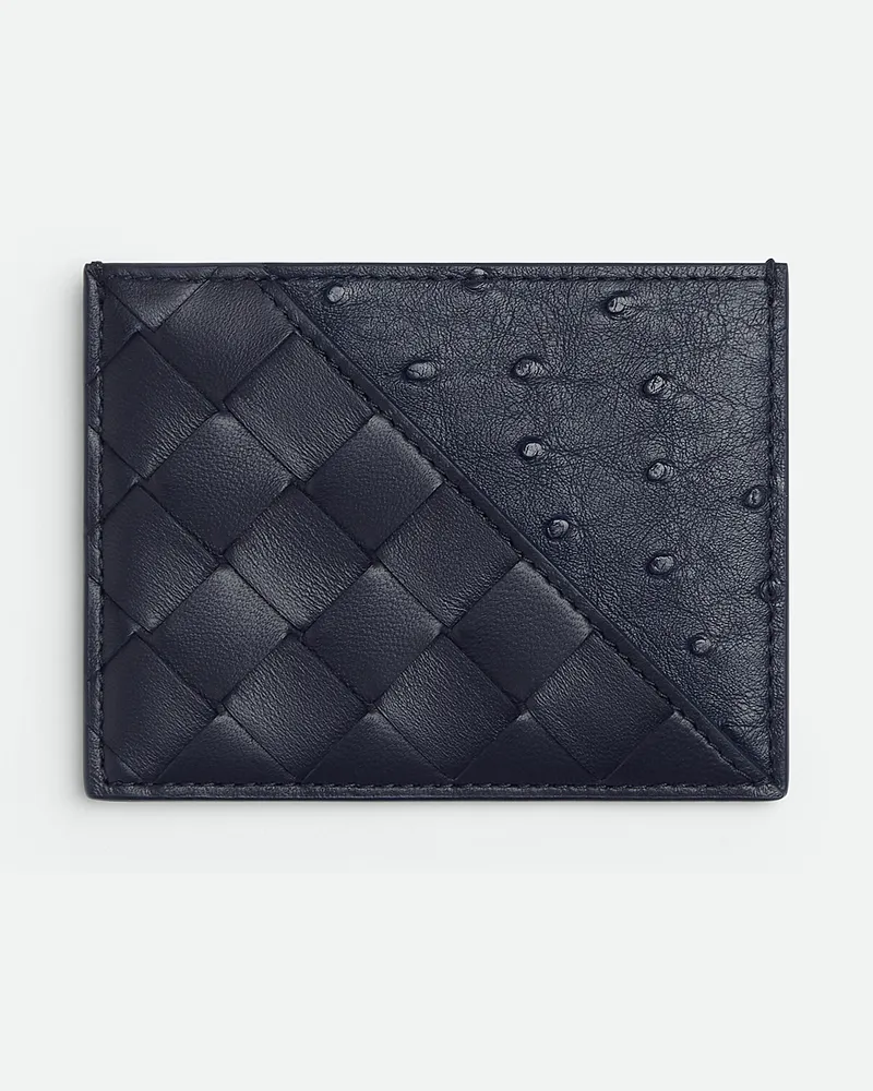 Bottega Veneta Intrecciato Diagonal Kartenetui - Blau - Herren - 70 % Lammleder & 30 % Straußenleder Blau