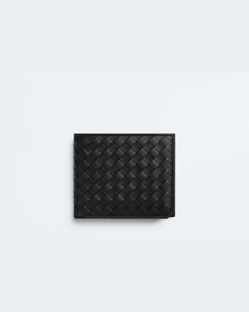 Bottega Veneta Intrecciato Piccolo Bi-fold Portemonnaie Mit Münzfach - Schwarz - Herren - 100 % Kalbsleder Schwarz