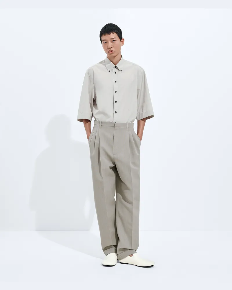 Bottega Veneta Hose Aus Melierter Wolle - Grau & Silberfarben - Herren 100 % Wolle Grau