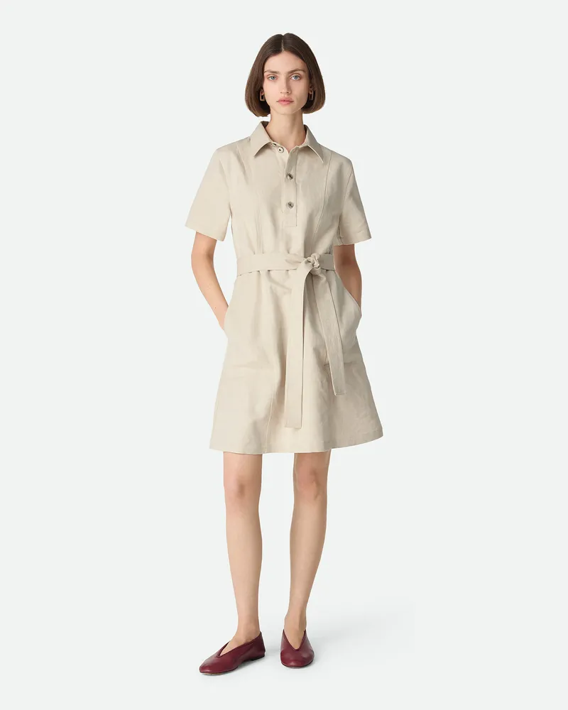 Bottega Veneta Kleid Aus Baumwolle Und Leinen - Braun - Damen Leinen & Baumwolle Braun