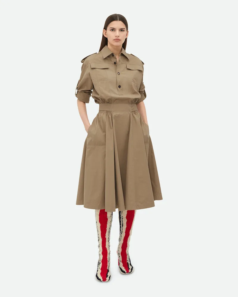 Bottega Veneta Kleid Aus Leichtem Baumwolltwill - Beige - Damen Baumwolle Beige