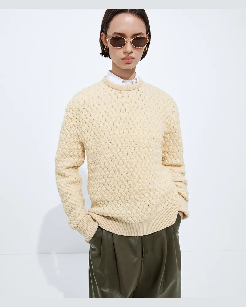 Bottega Veneta Pullover aus Intrecciato Wolle-Beige - Damen Beige