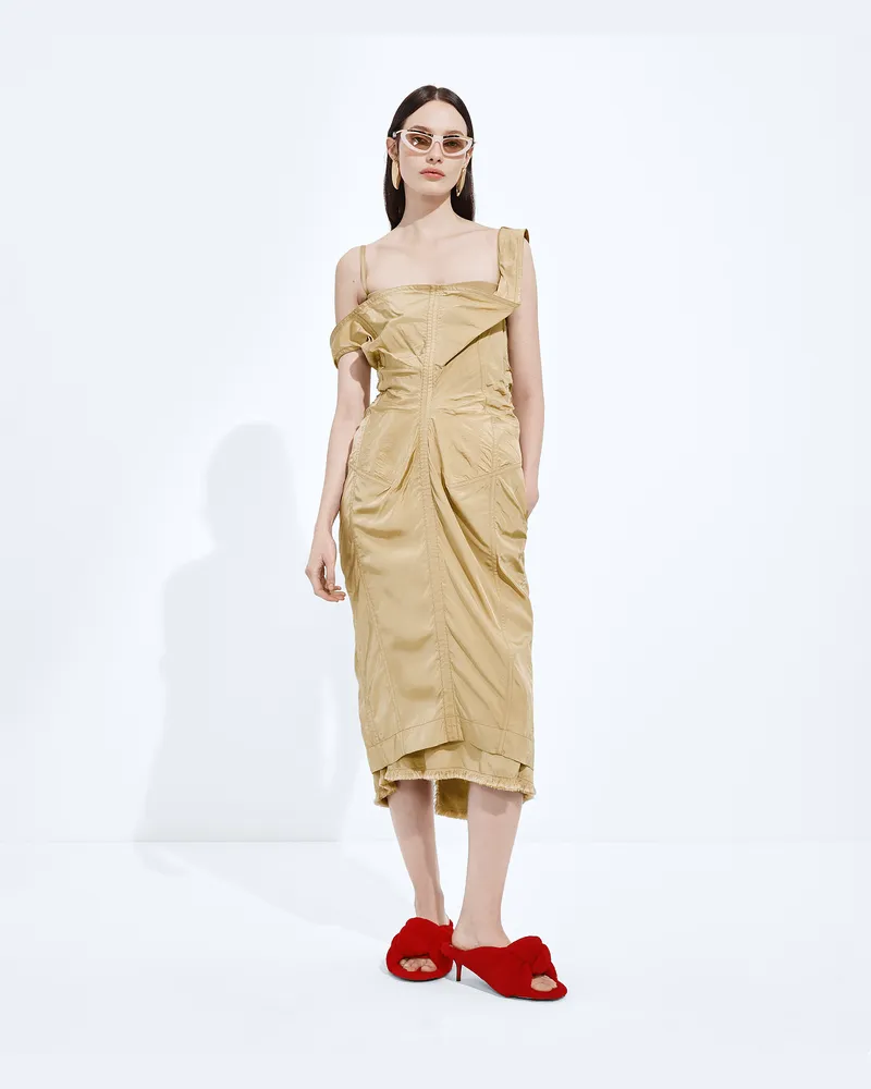 Bottega Veneta Kleid aus gewaschenem Seidentaft-Beige - Damen Beige