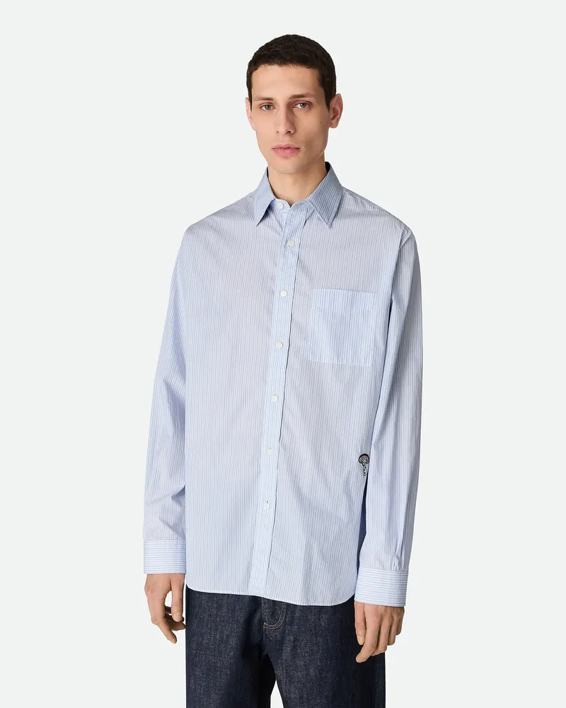 Bottega Veneta Gestreiftes Hemd Aus Baumwollpopeline - Blau - Herren 100 % Baumwolle Blau