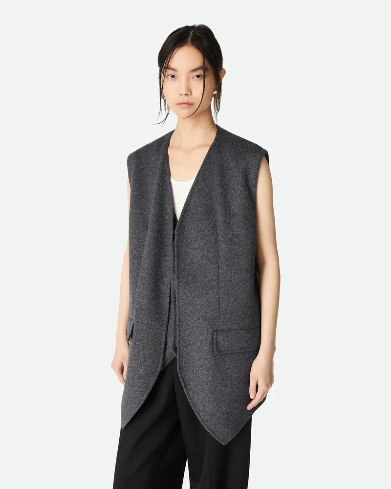 Bottega Veneta Doppelseitige Wollweste Charcoal