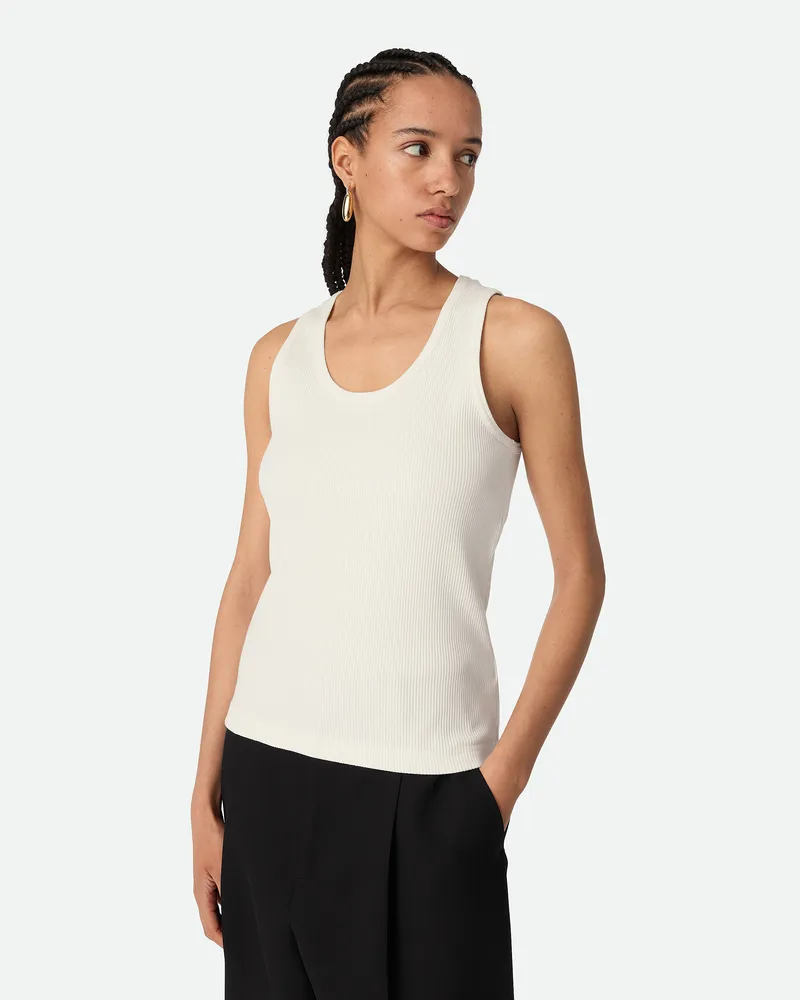 Bottega Veneta Geripptes Tanktop Aus Baumwolle - Weiß - Damen Baumwolle & Elasthan Weiß