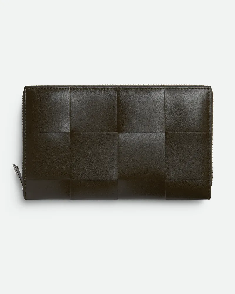 Bottega Veneta Cassette Portemonnaie Mit mlafendem Zip Kaki