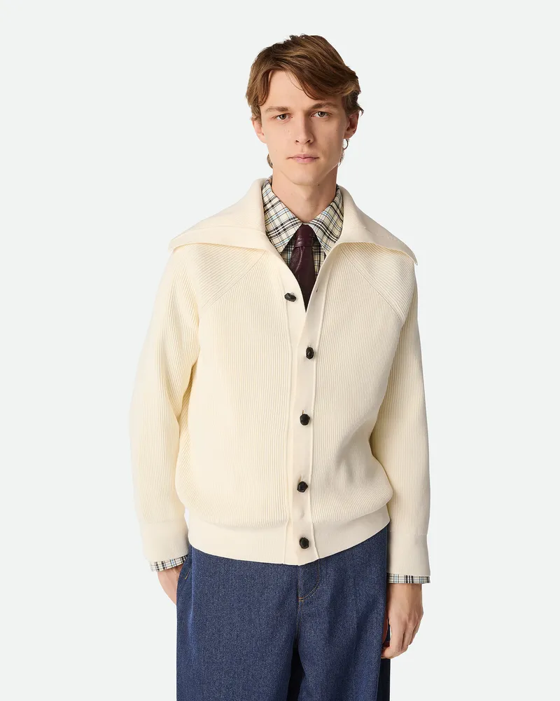 Bottega Veneta Gerippter Cardigan Aus Baumwolle - Weiss - Herren 98 % Baumwolle, 1 % Polyamid & 1 % Elasthan Weiss