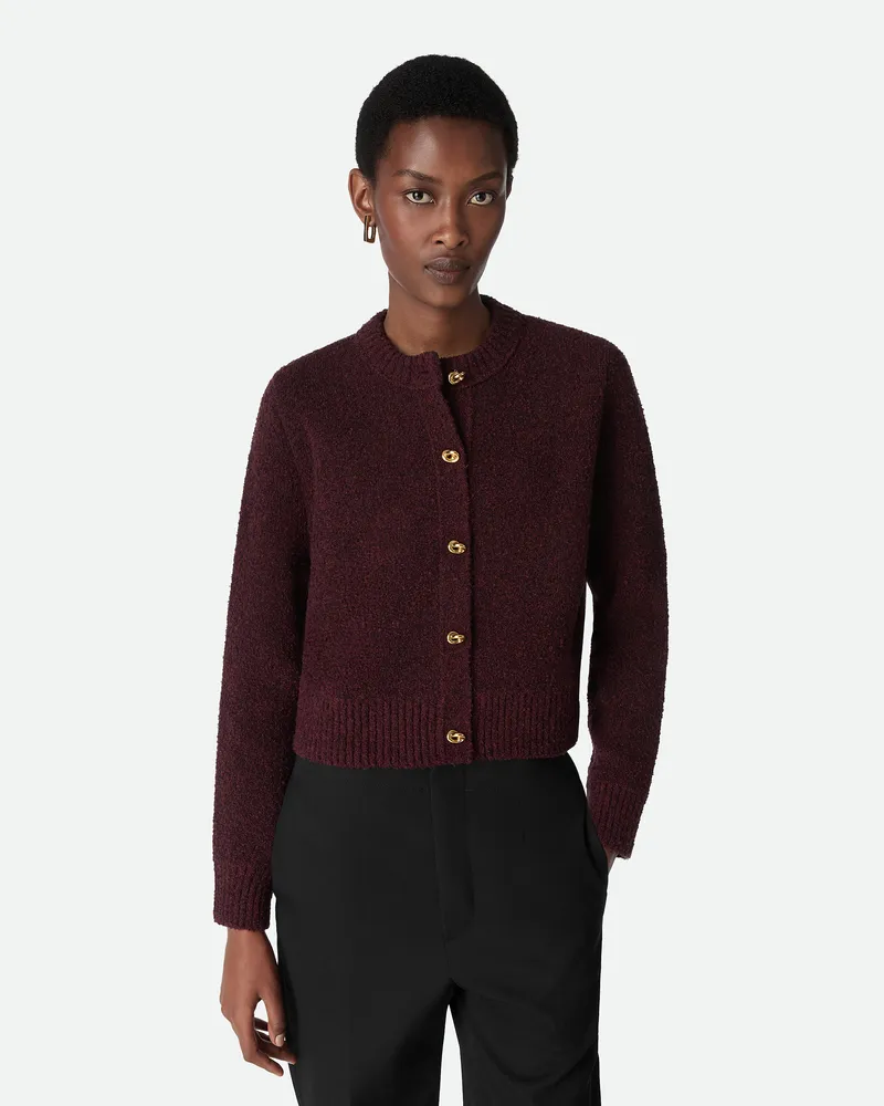 Bottega Veneta Strickjacke Aus Bouclé-wolle Oxblood