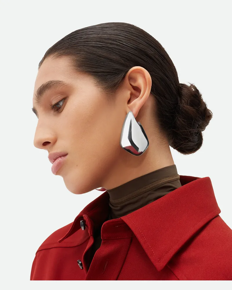 Bottega Veneta Große Fin Ohrringe Silver