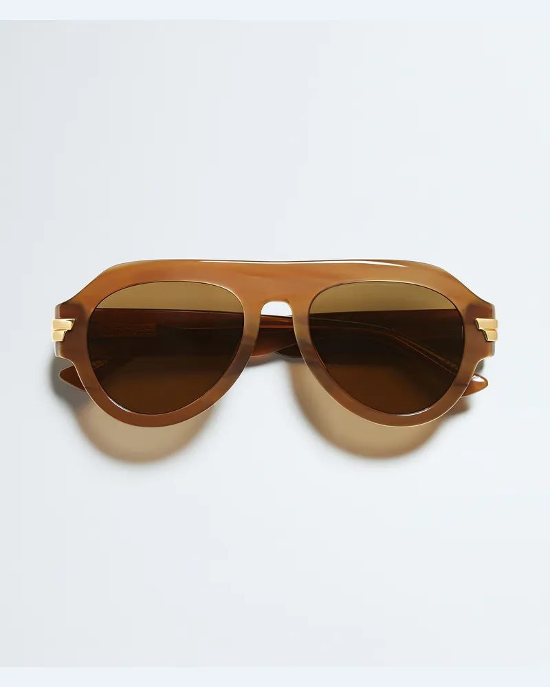 Bottega Veneta Mitre Aviator Sonnenbrille-Braun - Unisex Braun