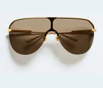 Shield-Sonnenbrille mit langem Band-Gold - Unisex