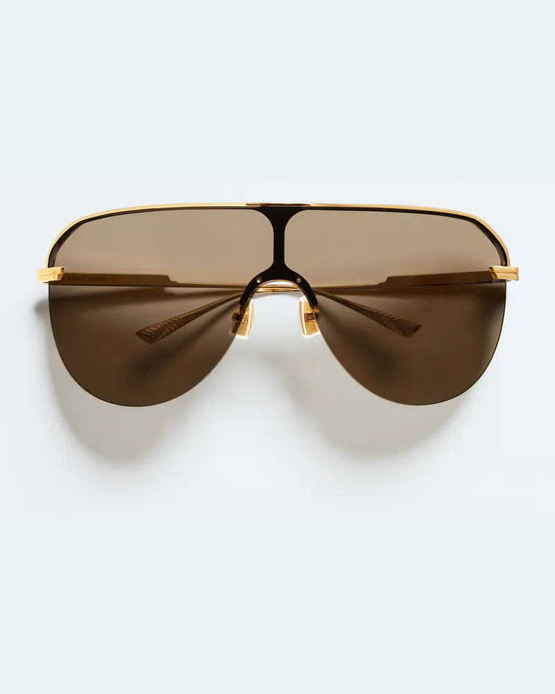 Bottega Veneta Shield-Sonnenbrille mit langem Band-Gold - Unisex Gold