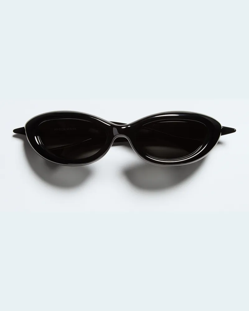 Bottega Veneta Ovale Sardine Sonnenbrille-Schwarz - Unisex Schwarz