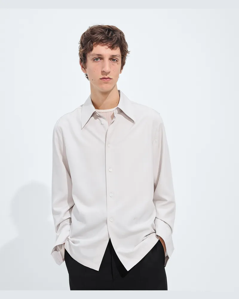 Bottega Veneta Hemd aus mattem Seiden-Toile-Weiss - Herren Weiss
