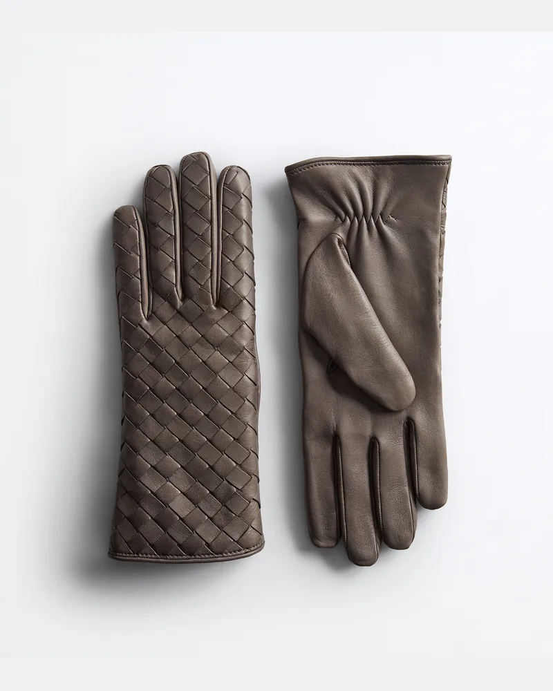 Bottega Veneta Handschuhe aus Intrecciato Leder-Grau - Damen - 8 Grau