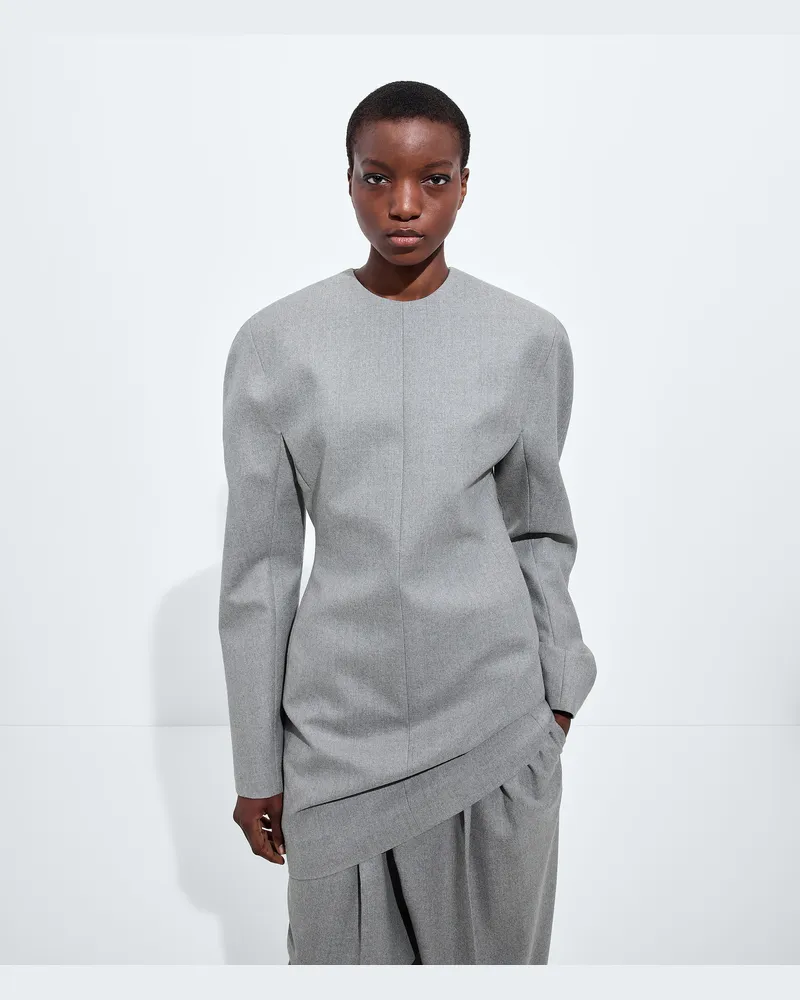 Bottega Veneta Kleid aus kompaktem Wollflanell-Grau - Damen Grau