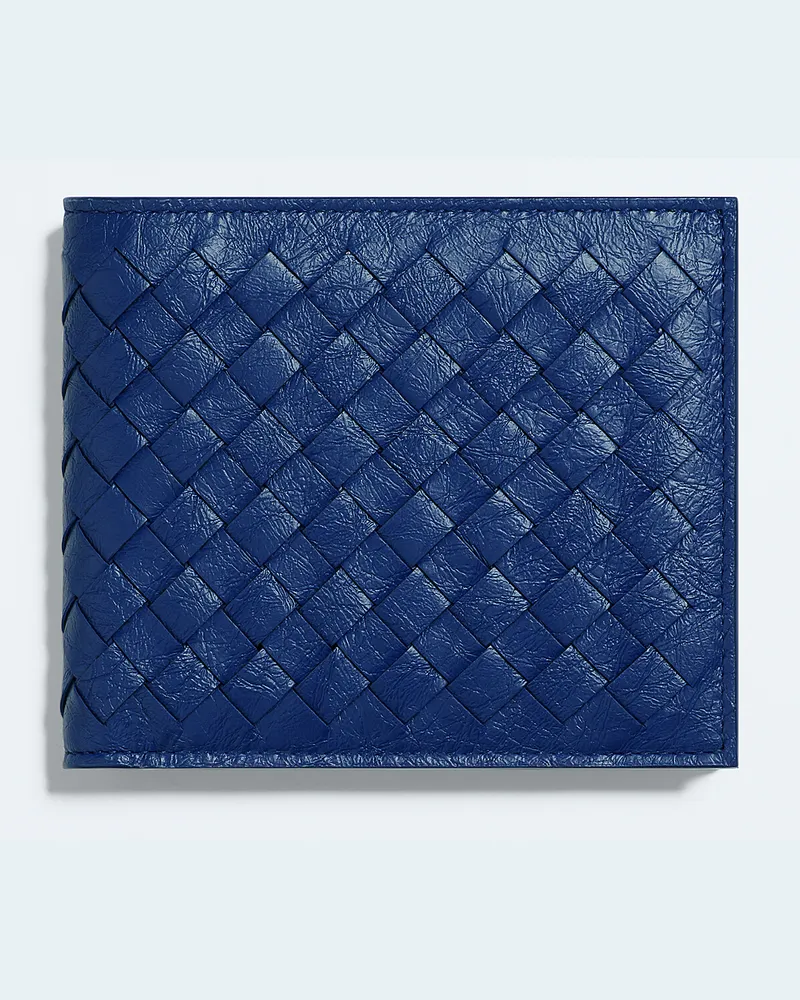 Bottega Veneta Bi-Fold Portemonnaie aus gewebtem Myzel-Blau - Herren Blau