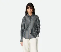 Gestreiftes Hemd Aus Baumwolle Und Leinen