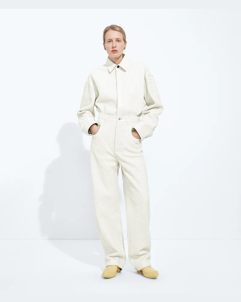 Bottega Veneta Hose Aus Intrecciato Piccolo Leder - Weiss - Damen 100 % Lammleder Weiss