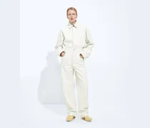 Hose aus Intrecciato Piccolo Leder-Weiss - Damen