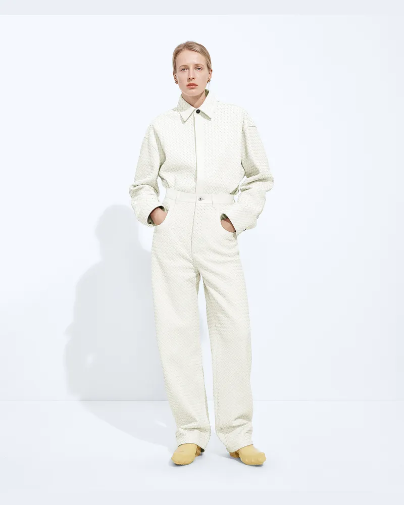 Bottega Veneta Hose Aus Intrecciato Piccolo Leder - Weiss - Damen 100 % Lammleder Weiss