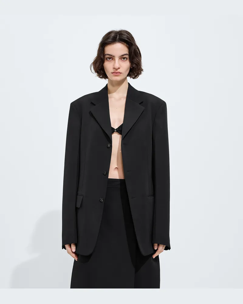 Bottega Veneta Jacke aus Grain-de-Poudre-Wolle-Schwarz - Damen Schwarz