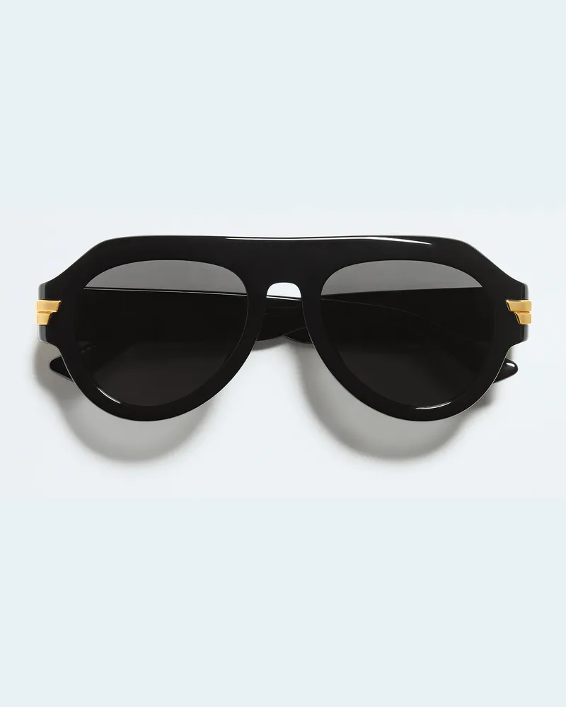 Bottega Veneta Mitre Aviator Sonnenbrille-Schwarz - Unisex Schwarz