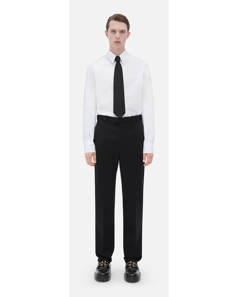 Bottega Veneta Hose Aus Wollgabardine Mit Geradem Bein Black