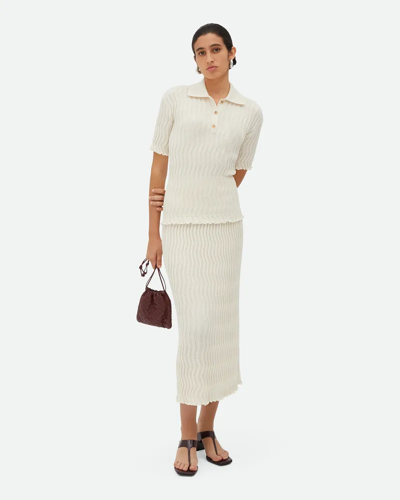 Bottega Veneta Gerippter Wollrock - Weiß - Damen Wolle Weiß