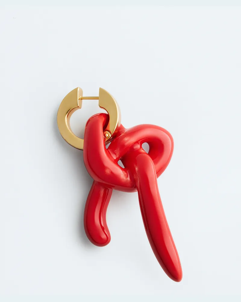 Bottega Veneta Einzelner Knot Ohrring - Rot - Damen - 70% Sterlingsilber & 30% Keramik Rot