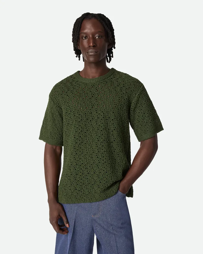 Bottega Veneta Gehäkeltes Baumwoll-t-shirt - Grün - Herren Baumwolle Grün