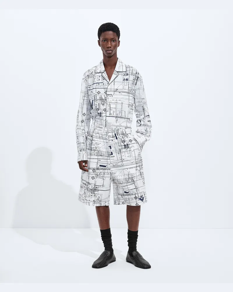 Bottega Veneta Shorts aus bedruckter Baumwollpopeline-Weiss - Herren Weiss